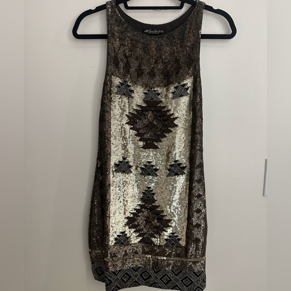 All Saints Metallic Geometric Mini Dress